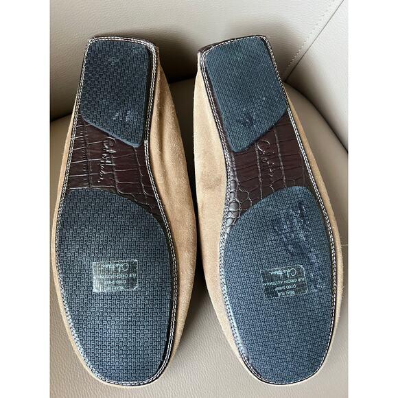 Cole Haan Loafers Mens 10 Sheep Fur Line Shoes Slippers Tan Suede Leather Brown main image 9
